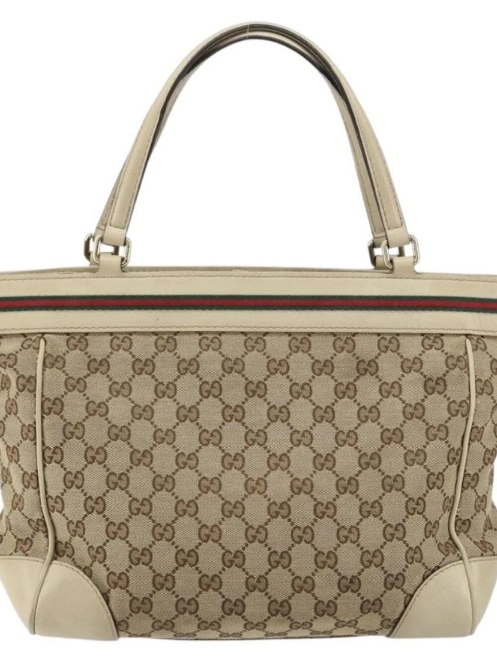 GUCCI GG Canvas Web Sherry Line Mayfair Tote Bag Beige Red 257061 Auth ep12533 - Picture 3 of 16